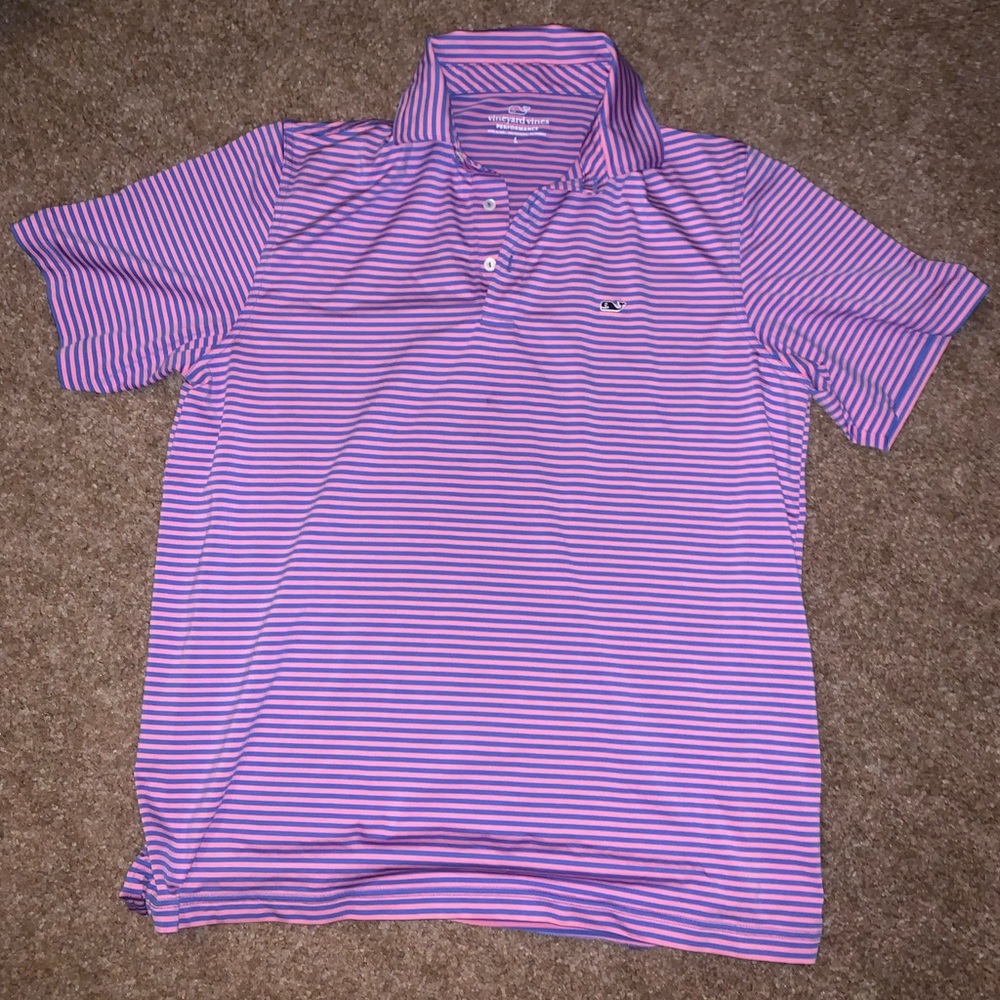 Vineyard Vines Men’s Large Pink and blue golf polo